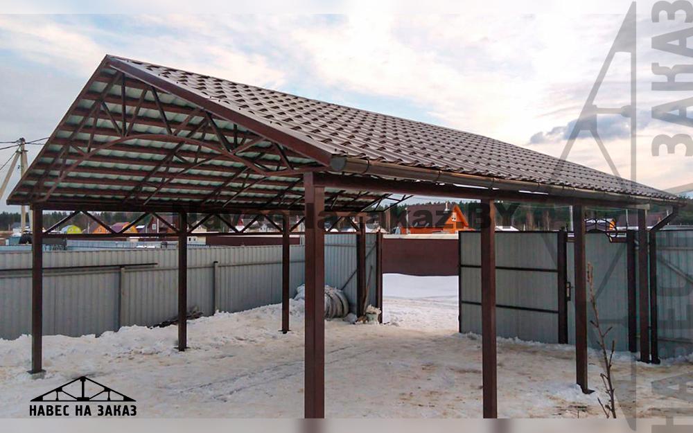 Двускатный навес для 2 машин 6 х 7 в Витебске и области Двускатный навес для 2 машин 6 х 7