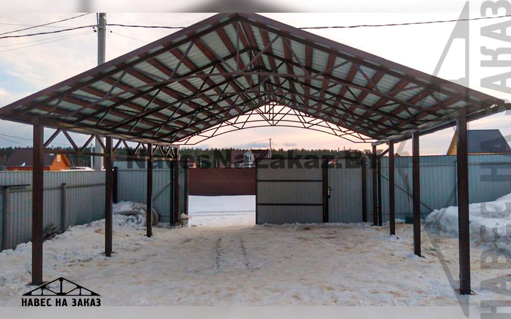 Двускатный навес для 2 машин 6 х 7 в Витебске и области Двускатный навес для 2 машин 6 х 7