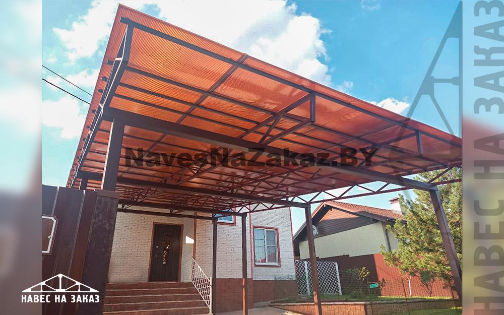 Односкатный навес к дому 4 на 8 в Витебске и области Односкатный навес к дому 4 на 8