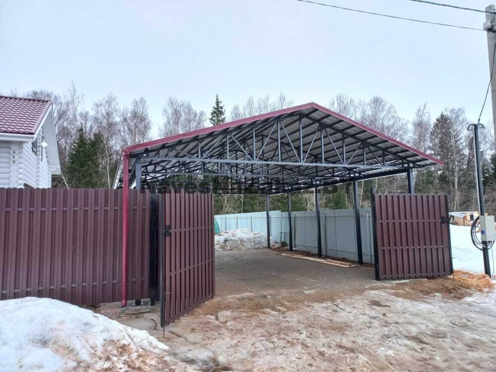 Двускатный навес для машины 7 на 9 в Витебске и области Двускатный навес для машины 7 на 9