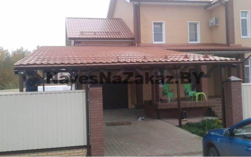 Односкатный навес перед гаражом 8 на 6 в Витебске и области Односкатный навес перед гаражом 8 на 6